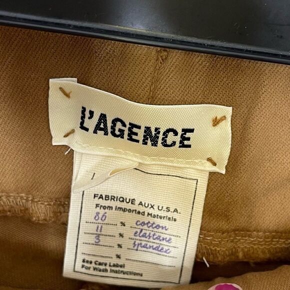 l’agence Rochelle High Rise Nutmeg Coated Pull On Pants L - Picture 3 of 7